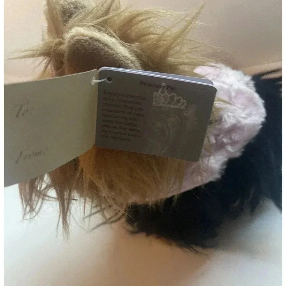 Aurora Miyoni Plush Yorkshire Terrier Puppy Dog Yorkie Princess Crown Pink Shawl